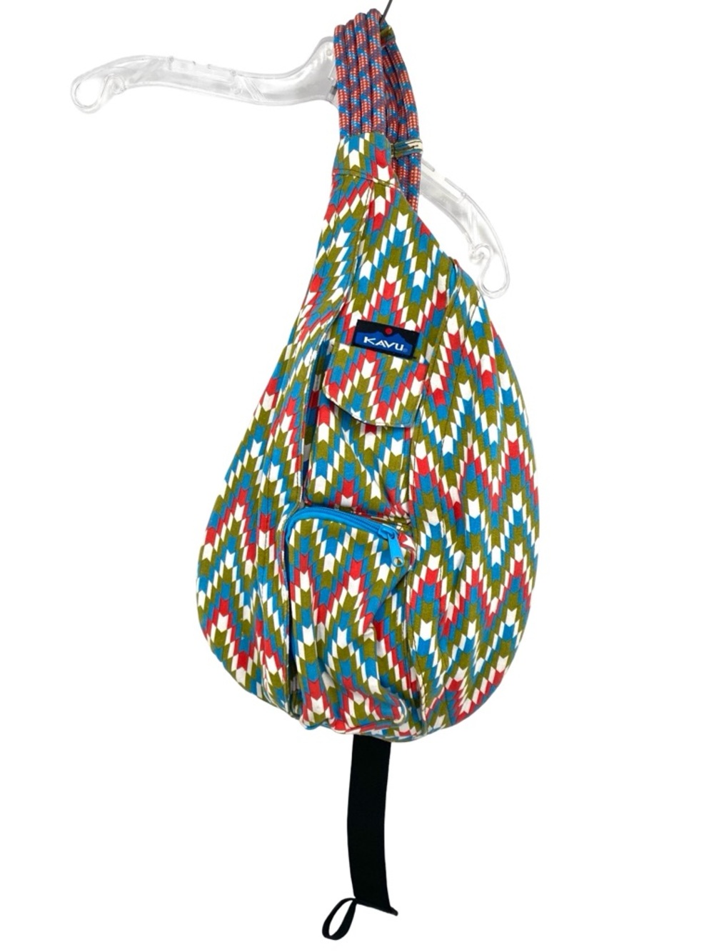 Kavu Geometric Rope Sling Crossbody Bag Chevron Zig Zag Aztec Print
